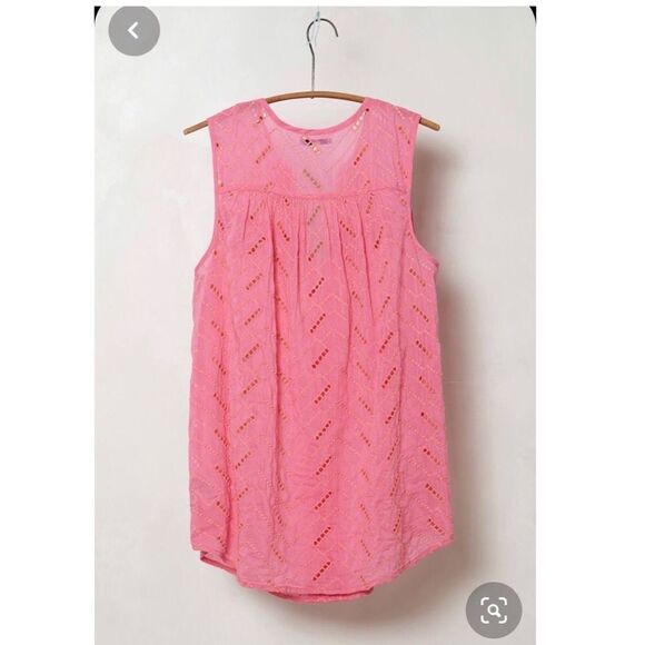 ANTHROPOLOGIE Leifnotes Andie Eyelet Pink Top - Picture 2 of 10
